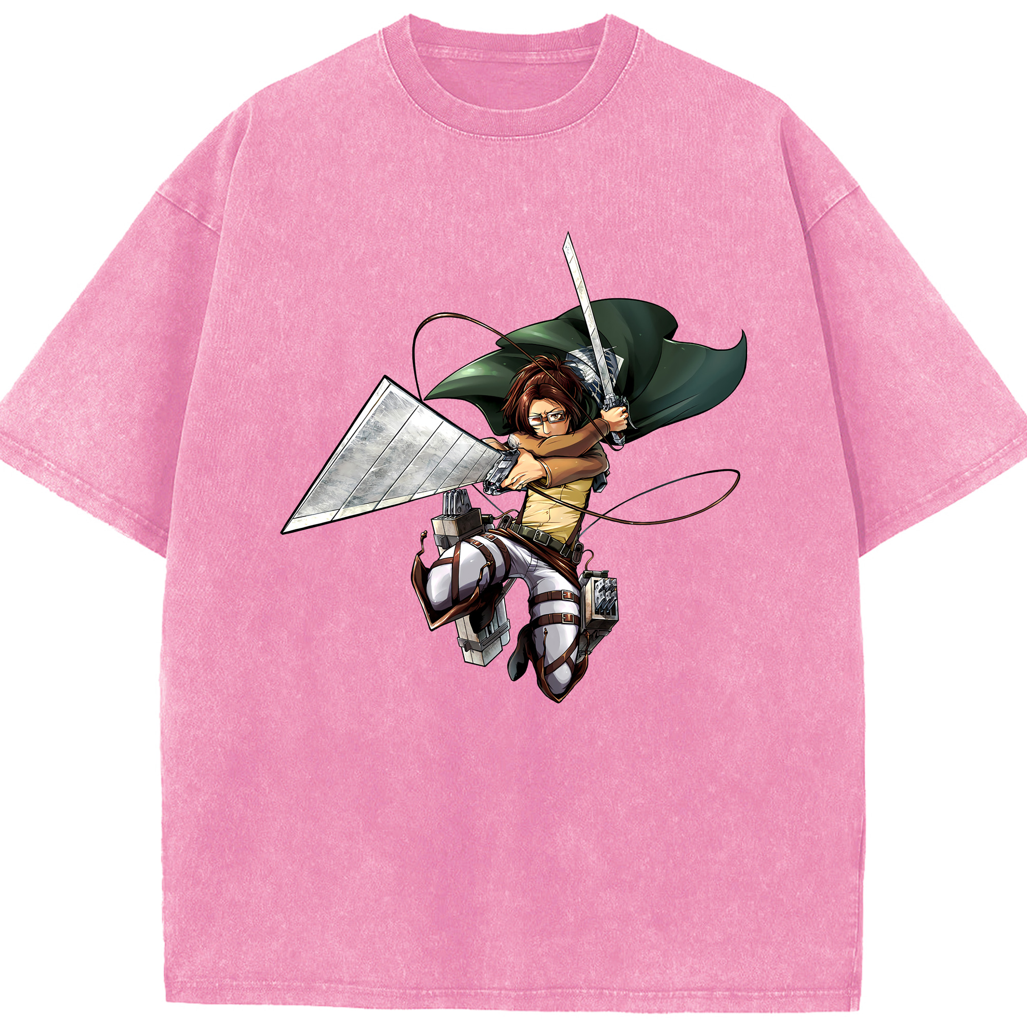 （画像用） 進撃の巨人 ハンジ·ゾエ Attack on Titan Hanji Zoe 綿100% ヴィンテージ風 半袖Tシャツ（フロントプリント）